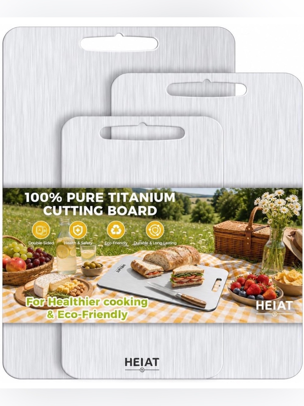 100% Pure Titanium Cutting Board – 3 Sizes